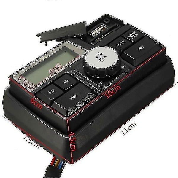 Motorcykel Ljud Mp3 Radio Ljudsystem Stereo Högtalare Bluetooth Vattentät Fm 5 Eq Funktioner Lcd