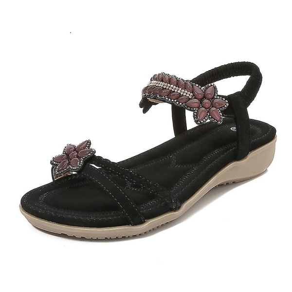 Damsandaler Bohemian Casual Sandal Beach Shoes 313 Black 35