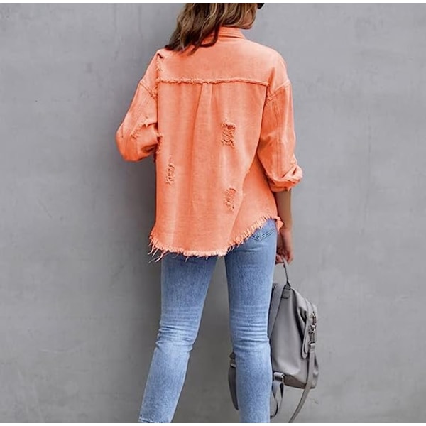Raw-Edges jeansjacka för kvinnor orange 2XL