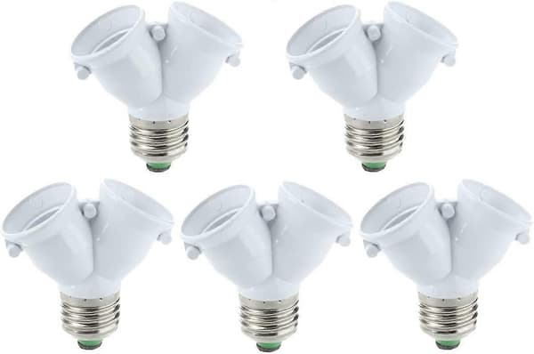 5 x Dobbel pæreadapter LED-lampe samme E27 sokkel
