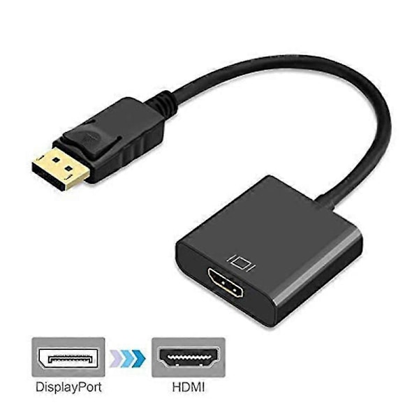 1080P DisplayPort til HDMI-kompatibel Adapter Hann DP til Hunn HDMI-kompatibel Kabelkonverter Video Lyd for HDTV PC Projektor