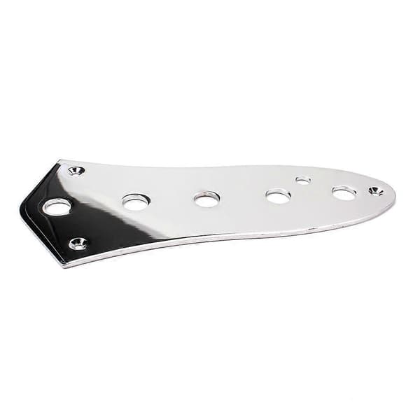 Blankplatta i blankpolerat stål med 5 hål för Jazz Bass-gitarr, krom