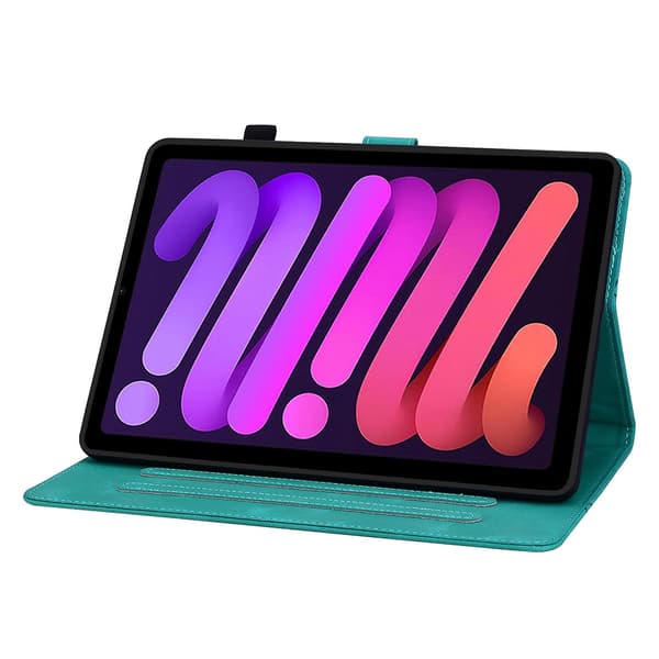 Präglad Läderfodral för iPad mini 6 green