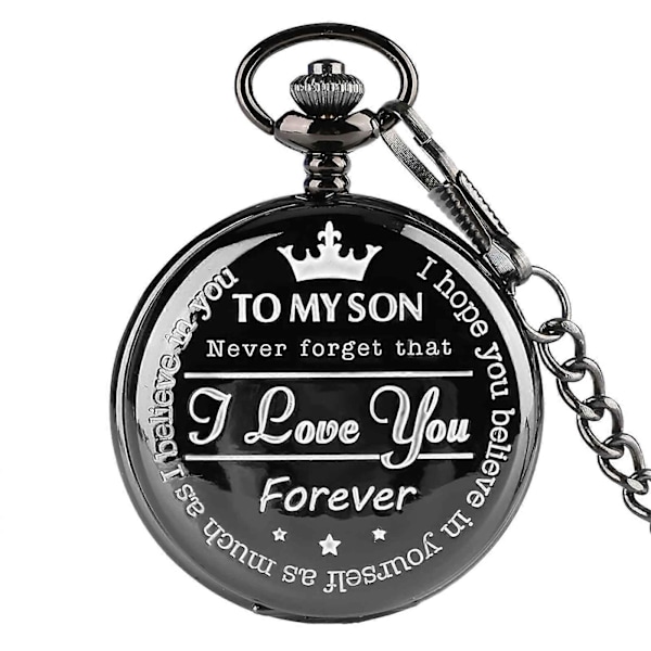 TO, MY SON I Sinulle Ikuisesti Muodikkaat Kirjaimet Muistoksi Vyöketjun Taskukello black