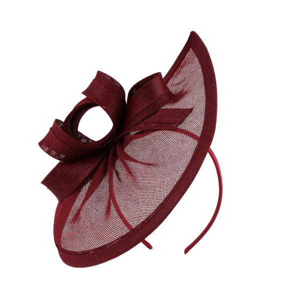 Fascinator Womens Large Pannband Clip Hat Ladies Day Royal Ascot wine red