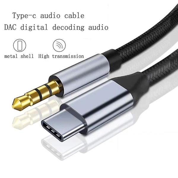 USB C Aux-kabel, typ C hane till 3,5 mm hane-jackadapter