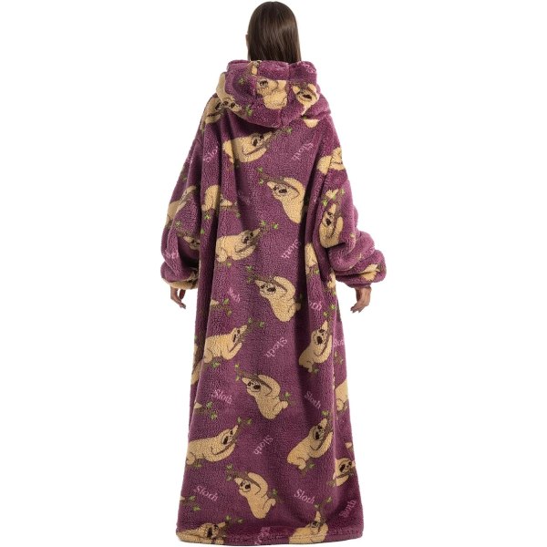 Oversized hoodiefilt för kvinnor Vuxna Oversized Wearable Hoo Sloth-extra Long