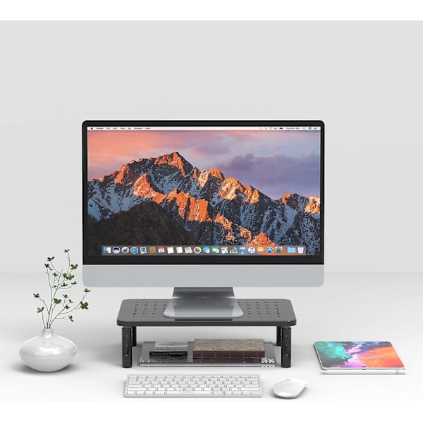 Monitorstativ, 3 høydejusterbart monitorstativ ergonomisk monitorstativ skrivebord med sklisikker gummi Belastbar opptil 20 kg for bærbar PC, datamaskin, iMac, Pr