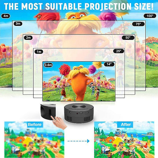 Mini Projektio Näyttö 180P 4K Kannettava Langallinen Projektor Kotiteatteri Lasten Lahja Kino Video Älykäs HD TV Elokuva Media Player IOS Androidille
