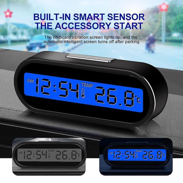 Mini Elektronisk Bilur Tid Ur Auto Ure Lysende Termometer LCD Baggrundsbelysning Digital Display Bil Styling Tilbehør