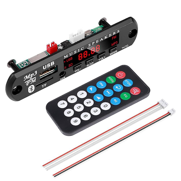 Bil MP3 Dekoderkort Bluetooth Bil MP3 Forstærker 5V 12V USB FM TF Radio Lydmodul Fjernbetjening