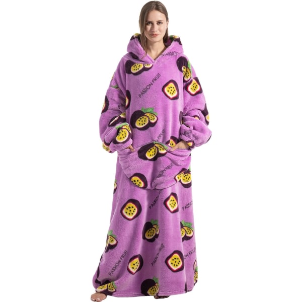 Oversized hoodiefilt för kvinnor Vuxna Oversized Wearable Hoo Passion Fruit-extra Long