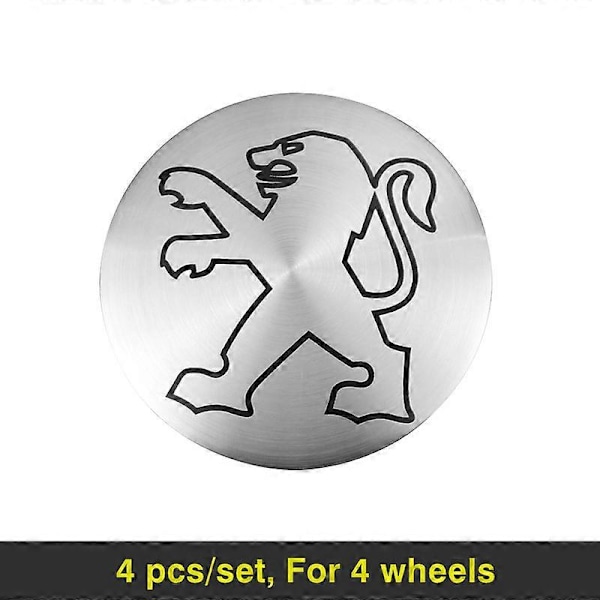 4 st. Bilskivor Navkapsel Metall Emblem Dekaler för Peugeot 206 307 308 3008 207 208 407 508 2008 5008 107 106 205 4008 301 for peugeot silver