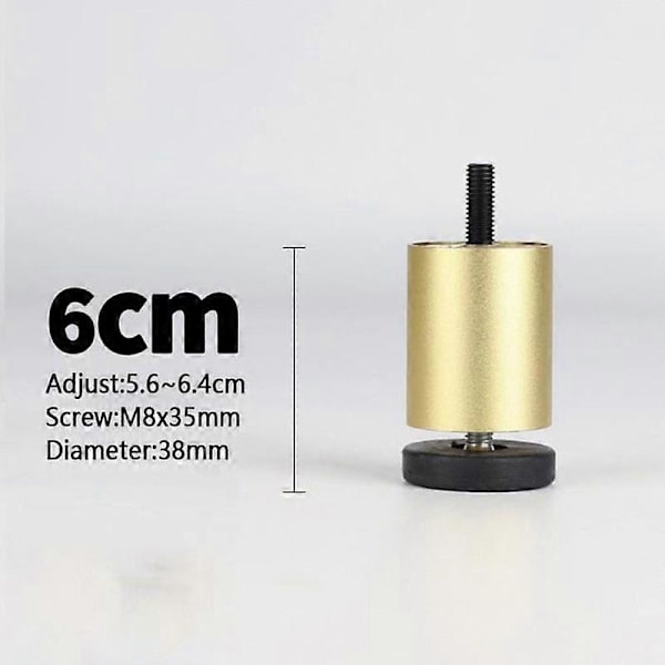 Set med 4 Justerbara Möbelben i Aluminiumlegering, Soffafötter, Ersättning för Soffa, Säng, Guld, 6 cm