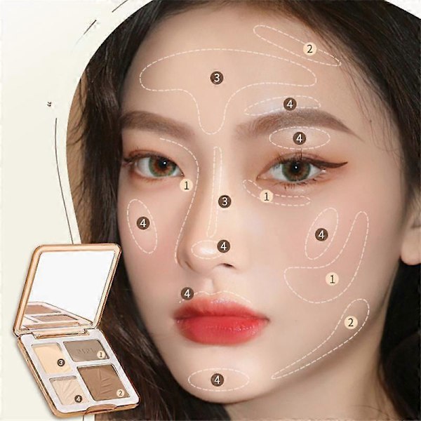 2/4-väriset Fairy Highlighter Blush -levyt Mattainen luonnollinen puristettu puuteri Kasvojen punastus Poskipuna Korkean kiillon muotoilu Nenä/Silmäluomi b contour and brush