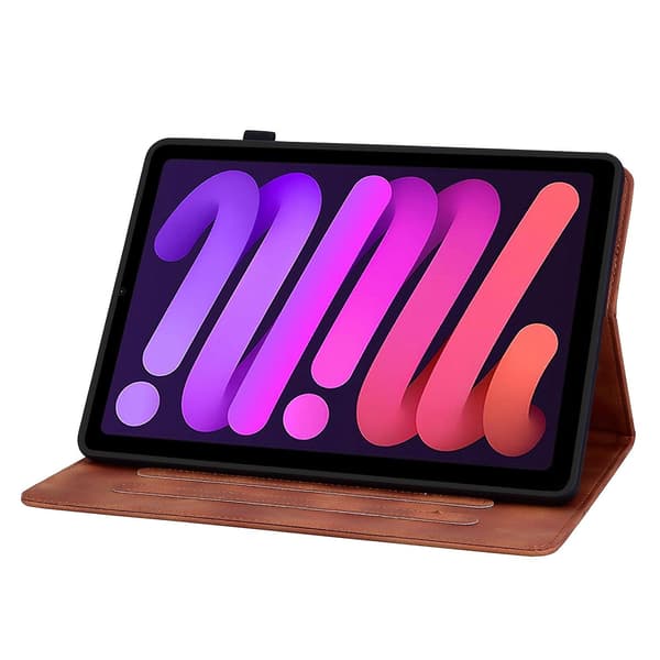 Präglad Läderfodral för iPad mini 6 brown