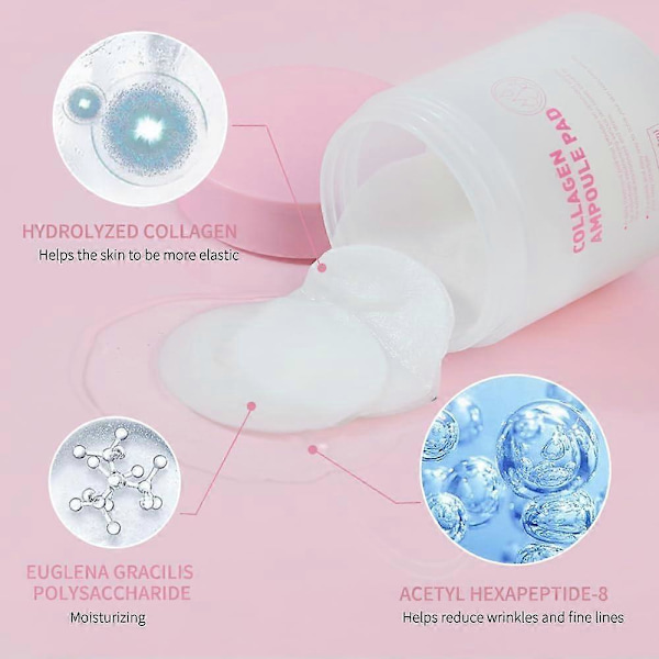 Kollagenitonik-levyt, pyöreät puuvillaiset kasvojen tonik-levyt, kosteuttavat ja kirkastavat tonik-levyt, ihon kiinteyttävät ja palauttavat kimmoisuuden collagen ampoule pad