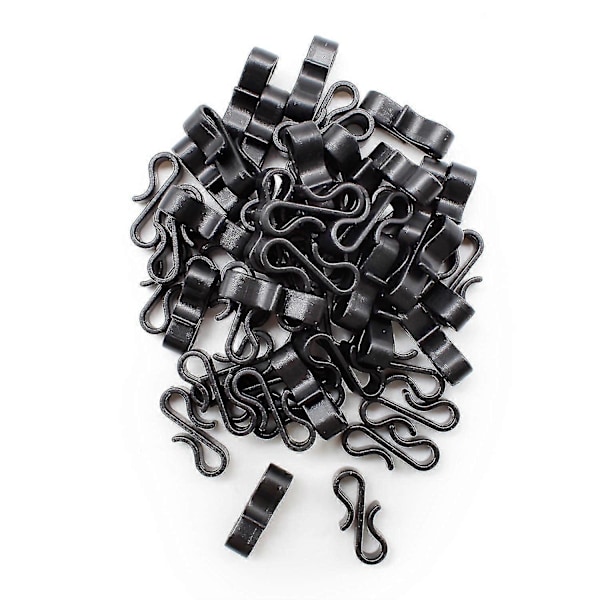 100 stk Plast Takrennehaker Holdbare Svarte S-formede Julelys Haker Vanntett Plastklips 12*28*6mm