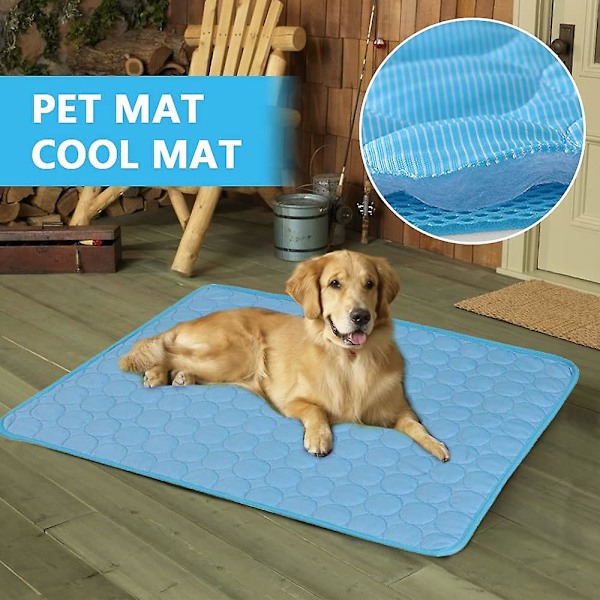 Kjølematte for hund Vaskbar Selvavkjølende Matte for Hunder og Katter Kjæledyr Ismatte for Hjem, Bil, Blå