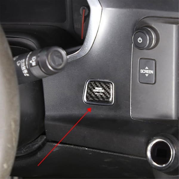 Til C7 2014-2019 Ægte Kulfiber Bilstart Trim Sticker Motor Start Stop Knap Switch Trim Sort
