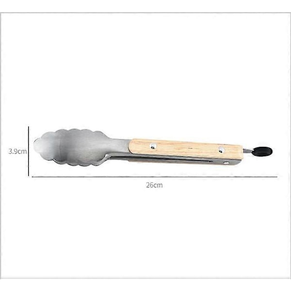 2 stk. Stærke køkkentænger, grilltænger, varmebestandige træhåndtag, rustfrit stål madtænger, 26 cm