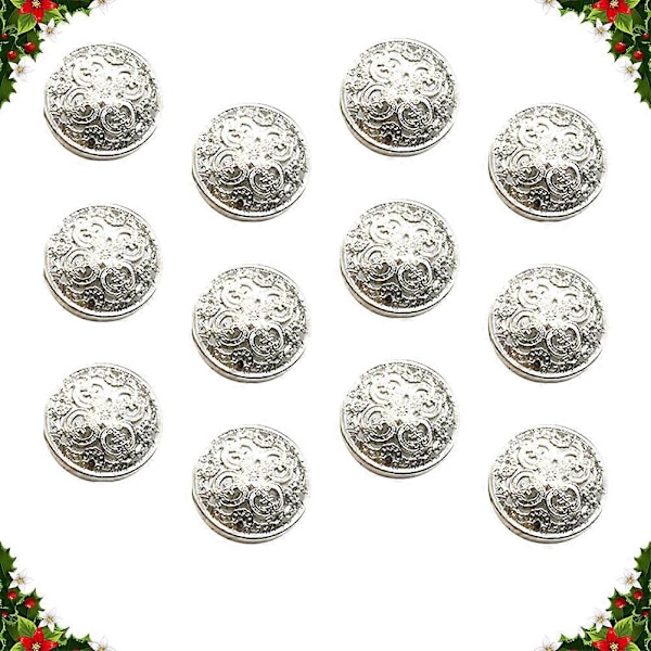 30 stk 20mm Stilfull Metallspenne Utstanset Knapp Håndverktøy Dunjakke Knapp DIY Syknapper for Dekor (Sølv)