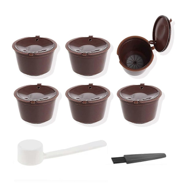 6 st återanvändbara kaffekapslar för Dolce Gusto kaffemaskin med sked och rengöringsborste