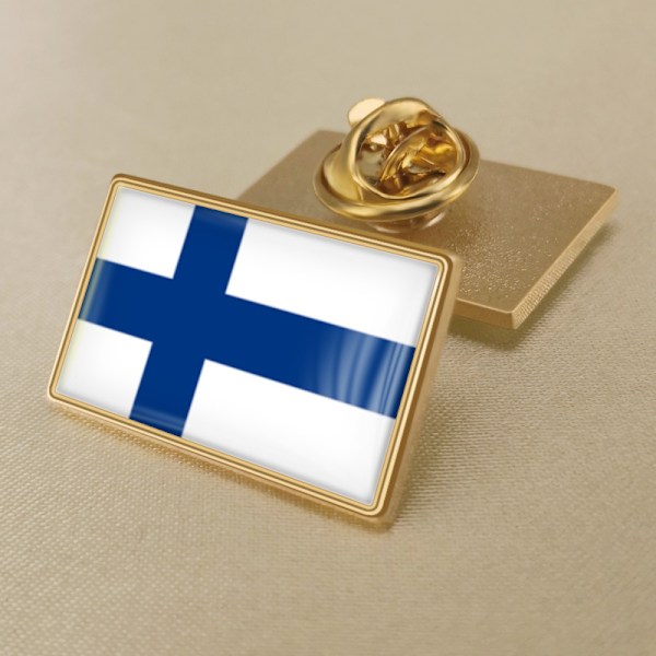 Finsk flag krystallimuleret badge broche flag badge af verden c 25mm