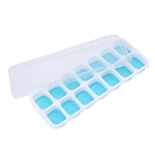 2-pack 14-ruts kvadratisk mjuk botten isbitform glass DIY isbitform med lock