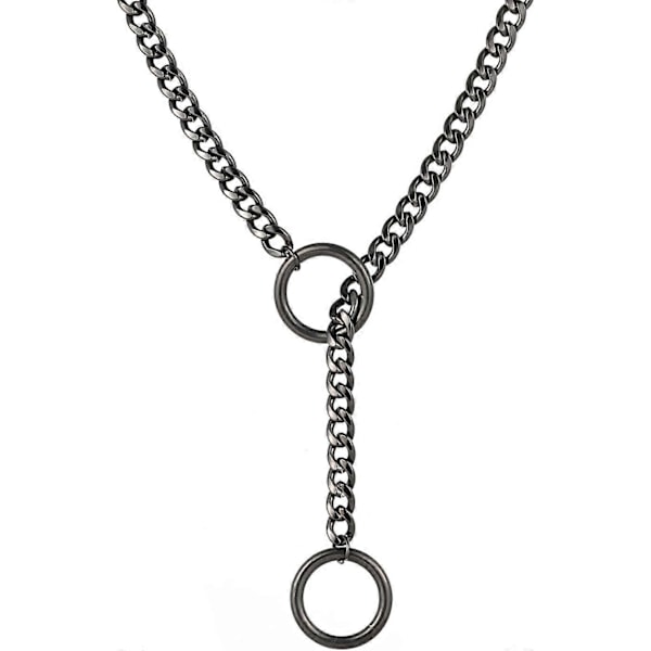 Hjerte O-ring Slip Chain Halskæde til Kvinder Rustfrit Stål Cuban Chain Hjerte Halskæde Punk Rock Krage Halskæde Håndlavet Justerbar Lariat Y Halskæde black ring