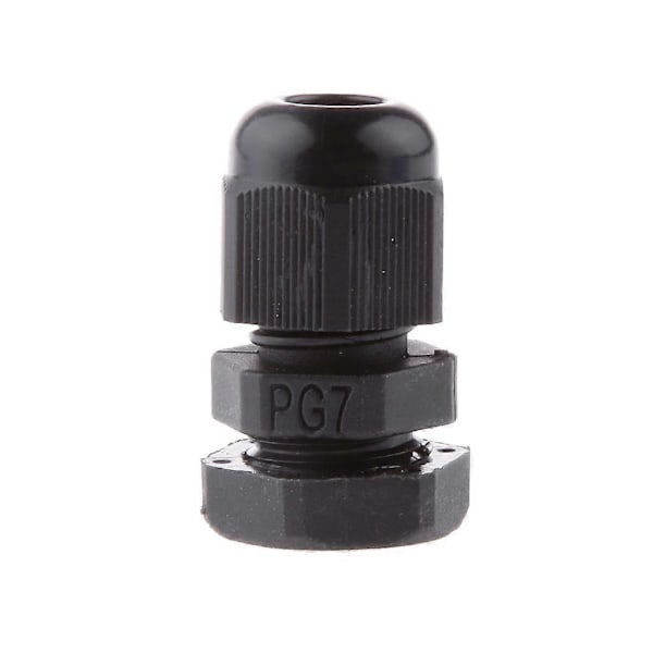 20 stk. Mini PG7 Sort Plastik IP68 Vandtæt Kabelgennemføring 3-6,5 mm