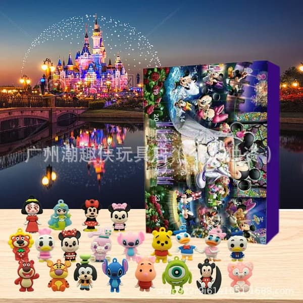 Julkalender med 24 Nedräkning Disney Söt Mickey Ornament Mickey Mouse Figur Blind Box Dock Ornament stitch regular version