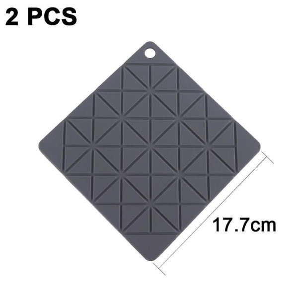 Geometriska silikongrytlappar 2 förpackningar, halkfri burköppnare Grey square