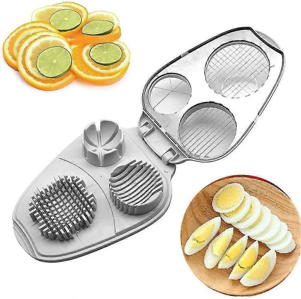 Eggkutter, 3-i-1, Rustfritt Stål, Manuell Eggkutter - Eggkutter For Hardkokte Egg