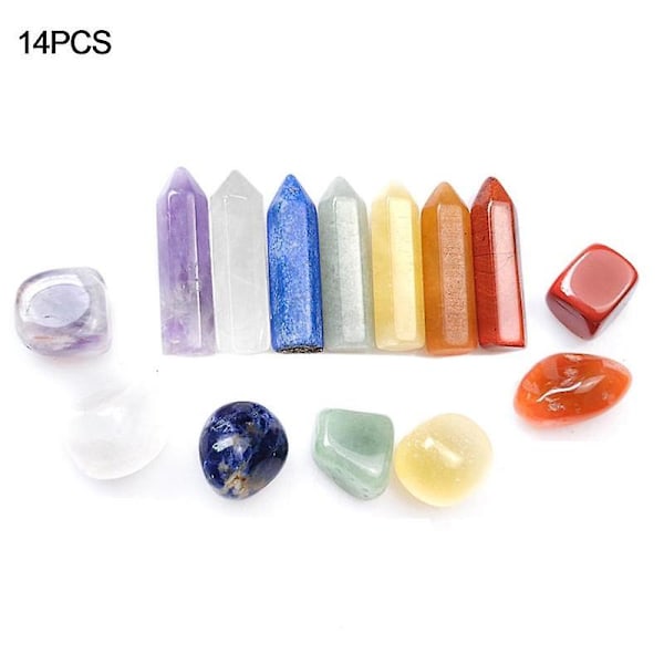 14 stk./sæt Reiki Healing Crystals Kit med gaveæske Quartz Crystal Wand