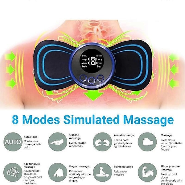Mini EMS Massager 6 Lägen 9 Växlar Puls Fysioterapi Instrument Smart Nackrygg Axlar Hela Kroppen Massage Muskelavslappning Smärtlindring