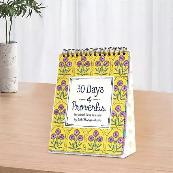 30 Dagar med Ordspråk Evighetskalender, Återanvändbar Odaterad Kalender 12 Månader bule