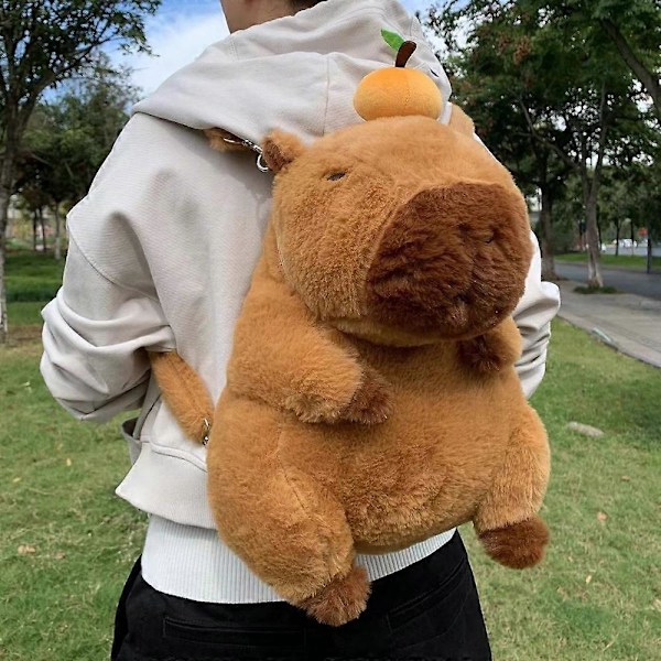 Capybara Plys Rygsæk Kawaii Mode Plushie Dukke Pels Taske Børnetaske Skuldertaske Mini Rygsæk cpbla backpack