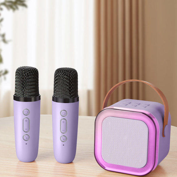 K12 Bluetooth-høyttaler med integrert mikrofon for utendørs live og hjemme-karaoke med 2 mikrofoner purple