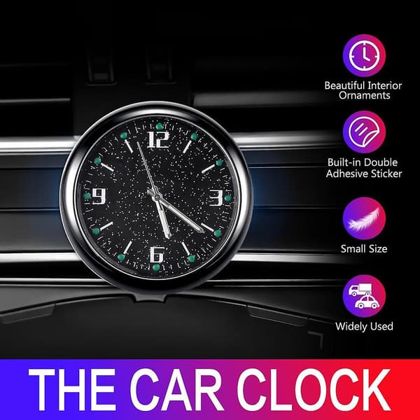 Bil Noctilucent Digital Klockor Display Elektronisk Quartz Klocka Instrumentbräda Luftventil Stick-On Klocka SUV Bilar Auto Interiörtillbehör