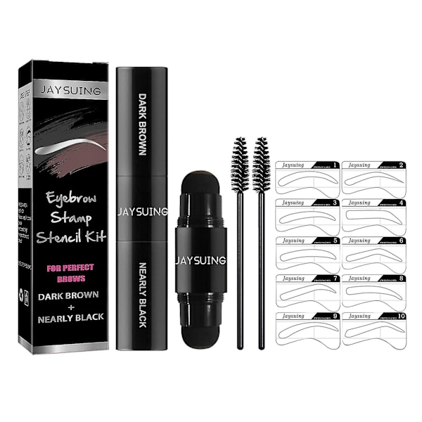 Jaysuing Øjenbrynsstempler Stencil Kit Naturligt Hårlinjepulver 1 * Øjenbrynsprint / 2 * Øjenbrynsbørste / 10 * Øjenbrynskort Til Kosmetisk Makeup Hjem Daglig U