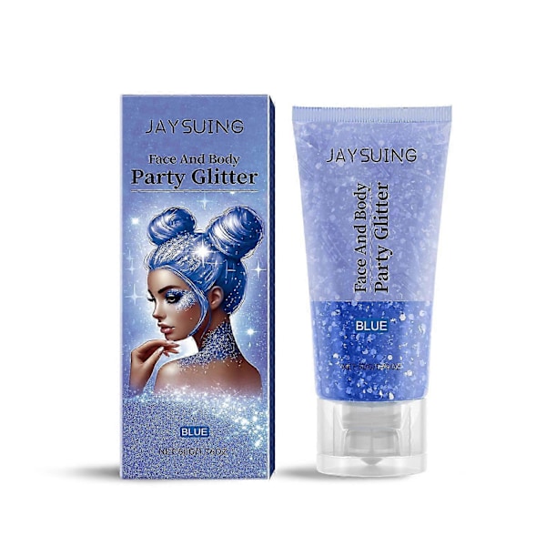 Jaysuing Glitter-kiiltohelmigeeli luonnollinen kolmiulotteinen kehon korkean kiillon helmiäisväri juhliin karnevaaliin monivärinen valinnainen - Sininen 50G -3551989032027