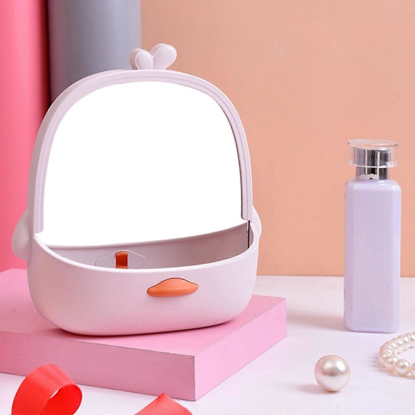 Bordmakeup Speil Søt Skrivebordsspeil Toalettspeil Med Oppbevaring Jenter Skrivebord Plassbesparende Sminke Speil Med Krok Makeup Speil For Kreativ Hjem D b