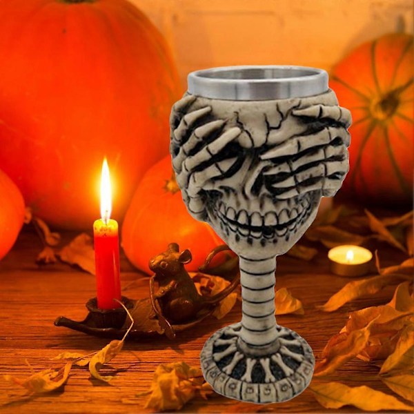 Gotisk Skalle Resin Rustfritt Stål Ølkopp Drageridder Tankard Halloween Kaffekopp Juletekopp Pub Bar Dekor g