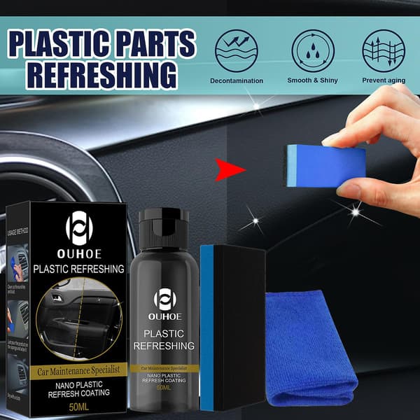OUHOE Automotive Plastic Refurbisher Dashboard Interior Dustproof Glossy Plastic 2pcs