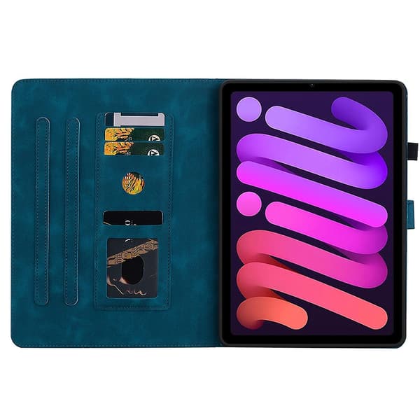 Embosset Lærveske For iPad mini 6 dark blue