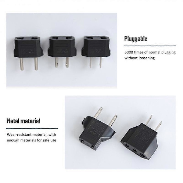 EU-kontakt Adapteruttag US till EU-kontakt Strömadapter Konverterare Reseadapter Uttag Laddare us 4.0mm
