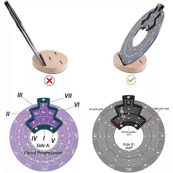 Kvintokretsens Hjul Metall Aluminium Legering Melodiackordhjul med Stativhållare rmt-a3