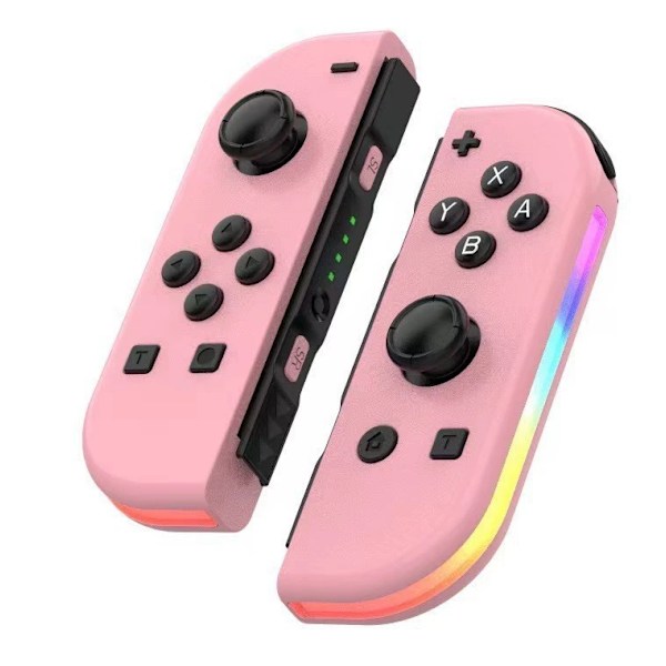 Switch joycon venstre og højre spilcontroller med farverig RGB-belysningseffekt, vækning, 5.2 Bluetooth-vibration, somatosensorisk pink