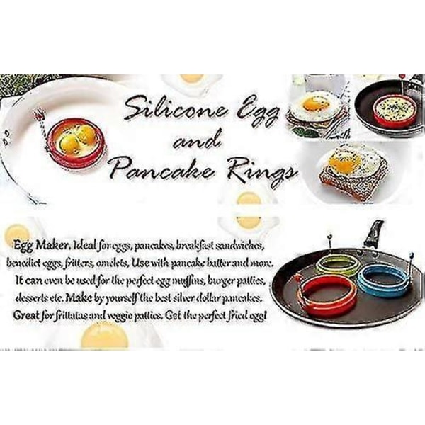 Silikon Æg Ringe Non Stick Æg Stege Ringe, Stegte Og Pocherede Æg Og Pandekage Koge Ringe (multifarvet)